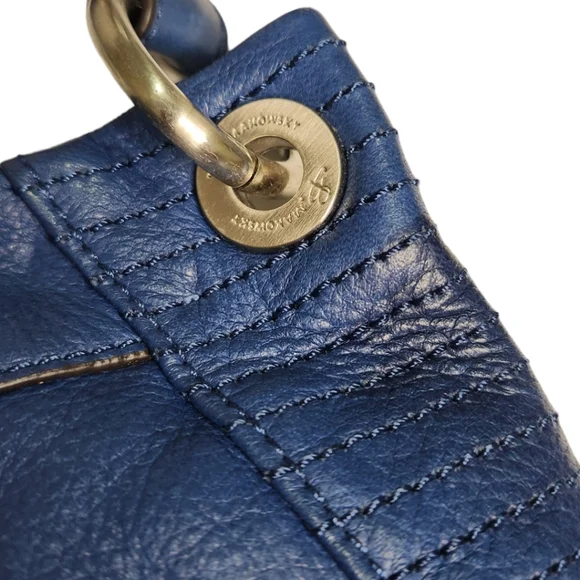 B. Makowsky Blue Soft Genuine Leather Shoulder Bag - Picture 9 of 17